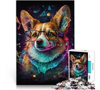 Puzzle 1000 pezzi per adulti corgi con occhiali gioco stimolante 26x38cm Sollievo dello Stress Soggiorno Uccidere il tempo per gli adolescenti dai 14 anni e oltre