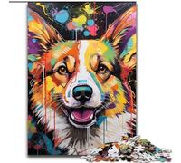 Puzzle 1000 pezzi per adulti Corgi Graffiti Puzzle difficili per adulti Gioco educativo e divertente per interni per l'arredamento della casa (dimensioni 26x38cm)