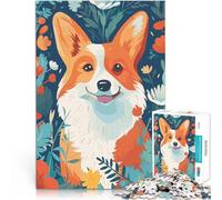 puzzle 1000 pezzi per adulti Corgi in fiori Giocattoli che creano dipendenza e sfidano l'intelligenza del cervello grande regalo 38x26cm