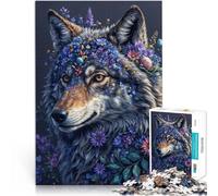 Puzzle 1000 pezzi per adulti “Corona di fiori Lupo” Fatto di legno,Adatto a persone dai 14 anni in su con pezzi completamente interconnessi di forma casuale Gioco educativo per compleanno e Natale。