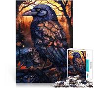 puzzle 1000 pezzi per adulti Corvo in vetro colorato Antistress Vacanza in patria Uccidere il tempo Adatto per la decorazione del desktop 52x38cm