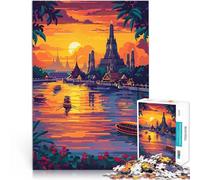 puzzle 1000 pezzi per adulti Crepuscolo a Bangkok per il giocattolo di sfida del gioco educativo con poster abbinato e foglio di quiz 52x38cm