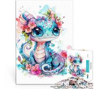 puzzle 1000 pezzi per adulti Cucciolo di drago colorato per il giocattolo di sfida del gioco educativo Migliorare l'amore tra le coppie 38x26cm