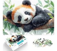 puzzle 1000 pezzi per adulti Cucciolo di panda addormentato Allena il tuo cervello e le tue mani con poster abbinato e foglio di quiz 38x26cm