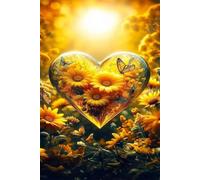 Puzzle 1000 Pezzi per Adulti Cuore Girasole Forma Farfalla, Hobby Rilassante Senza Schermi, Idea Regalo di Classe per Lei o Lui (75x50 cm)