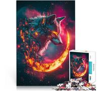 puzzle 1000 pezzi per adulti Cyber Wolf e Crescent Moon Antistress Vacanza in patria Uccidere il tempo Collezione di artisti, Belle arti 52x38cm