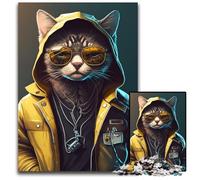 Puzzle 1000 pezzi per adulti Cyberpunk Cool Cat Puzzle impossibili per adulti Gioco interattivo per famiglie, Decorazione fai da te per la casa Sfida mentale Regalo 50x75CM/19,68x29,52 pollici
