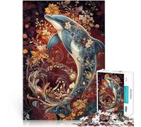Puzzle 1000 pezzi per adulti “delfino dei fiori” Fatto di legno，per 14+ gioco educativo di apprendimento Offerti come regali per tutta la famiglia。misurare：50x75cm/19.68x29.52pollice