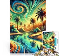 puzzle 1000 pezzi per adulti Desert Oasis Palm Lake Sky Giocattolo educativo intellettuale decomprimente Giocattoli per la decorazione della casa 52x38cm