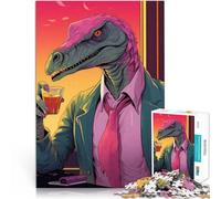puzzle 1000 pezzi per adulti Dinosauro dopo il lavoro Difficile da completare ma divertente e umoristico Regalo di compleanno, regali, arte murale 38x26cm