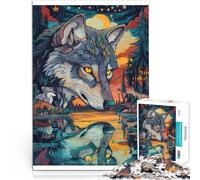 puzzle 1000 pezzi per adulti Dipingere a colori il lupo per il giocattolo di sfida del gioco educativo offerte come regali per tutta la famiglia 75x50cm