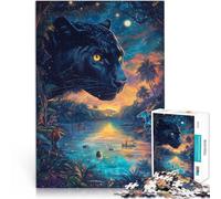 puzzle 1000 pezzi per adulti Dipingere a colori la pantera nera Gioco intellettuale giocattolo perché è ideale come regalo per tutta la famiglia 38x26cm
