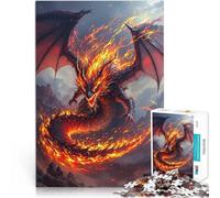 puzzle 1000 pezzi per adulti Dipinto ad olio del drago infuocato Sfida di gioco educativo giocattolo Migliorare l'amore tra le coppie 52x38cm