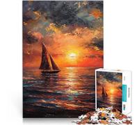 puzzle 1000 pezzi per adulti Dipinto ad olio di barca all'alba Gioco intellettuale giocattolo Migliorare l'amore tra le coppie 52x38cm