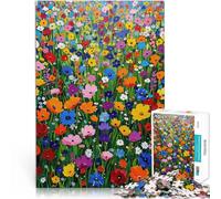 puzzle 1000 pezzi per adulti Dipinto ad olio di un campo di fiori selvatici vibrante Giocattoli educativi Regali di Babbo Natale segreto 38x26cm