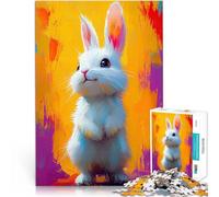 puzzle 1000 pezzi per adulti Dipinto del coniglietto bianco Allena il tuo cervello e le tue mani perché è ideale come regalo per tutta la famiglia 52x38cm