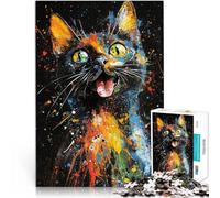 puzzle 1000 pezzi per adulti Dipinto di gatto colorato Antistress Vacanza in patria Uccidere il tempo Lista dei desideri con Babbo Natale 50x70cm