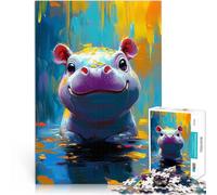 puzzle 1000 pezzi per adulti Dipinto di ippopotamo sorridente Giocattoli da gioco per regalo di famiglia Lista dei desideri con Babbo Natale 75x50cm