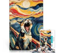 puzzle 1000 pezzi per adulti Dipinto di urlo di gatto Giocattoli educativi per l'apprendimento Giochi per famiglie Un'opera d'arte 52x38cm