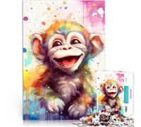puzzle 1000 pezzi per adulti Divertente piccolo scimpanzé Vacanza a casa: uccidere il tempo Lista dei desideri con Babbo Natale 38x26cm