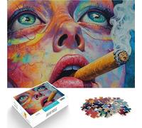 puzzle 1000 pezzi per adulti Donna che fuma sigaro Antistress Vacanza in patria Uccidere il tempo offerte come regali per tutta la famiglia 75x50cm