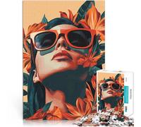 puzzle 1000 pezzi per adulti Donna con occhiali da sole e fiori Per il divertimento in famiglia Migliorare l'amore tra le coppie 50x70cm