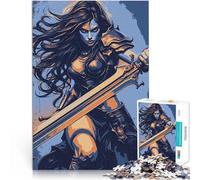 puzzle 1000 pezzi per adulti Donna guerriera con spada Difficile da completare ma divertente e umoristico Regalo di opere d'arte 75x50cm