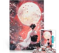 puzzle 1000 pezzi per adulti Donna in kimono sotto la luna piena Giocattoli di gioco impegnativi Adatto per la decorazione del desktop 75x50cm