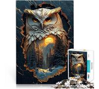 puzzle 1000 pezzi per adulti Doppia esposizione del gufo dorato Vacanza a casa: uccidere il tempo Adatto per la decorazione del desktop 38x26cm