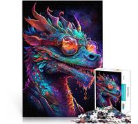 Puzzle 1000 pezzi per Adulti Drago Cosmico Indossare Occhiali Puzzle di decorazione per la Casa 26x38cm Migliorare l'amore Tra Le Coppie