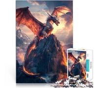 puzzle 1000 pezzi per adulti Drago di fuoco sul vulcano per il giocattolo di sfida del gioco educativo Adatto per la decorazione del desktop 38x26cm