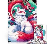 puzzle 1000 pezzi per adulti Drago rosso e volpe bianca Giocattolo educativo intellettuale decomprimente Lista dei desideri con Babbo Natale 75x50cm