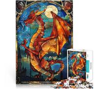 puzzle 1000 pezzi per adulti Dragon Stained Glass Familienspiel zum Stressabbau, schwierige Herausforderung Geburtstagsgeschenk75x50cm
