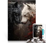 puzzle 1000 pezzi per adulti due lupi che combattono Giocattoli educativi per l'apprendimento Giochi per famiglie Opera d'arte 52x38cm