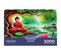 Puzzle 1000 Pezzi per Adulti e Bambini - Buddha, Laghetto di Loto, Foresta, Sereno, Tranquillo, Gioco Educativo Antistress, Gioco di Famiglia Stimolante 70x50cm