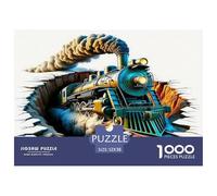 Puzzle 1000 Pezzi per Adulti e Bambini - Treno a Vapore, Che Attraversa il Muro, Dinamico, Estremamente Difficile, Ottima Idea Regalo 52x38cm