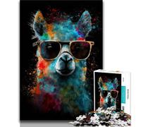 Puzzle 1000 pezzi per adulti e ragazzi Alpaca colorata con occhiali 1000 pezzi per adulti giochi educativi decorazioni per la casa regalo di compleanno regali arte murale 26x38cm