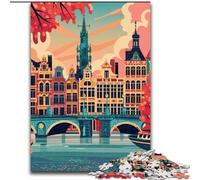 Puzzle 1000 pezzi per adulti e ragazzi, paesaggio urbano di Bruxelles, giocattoli, giochi educativi, antistress, migliora l'amore tra coppie, 26x38cm