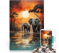 puzzle 1000 pezzi per adulti elefanti africani Difficile da completare ma divertente e umoristico Migliorare l'amore tra le coppie 52x38cm