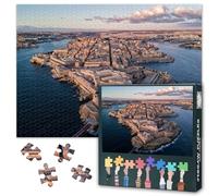Puzzle 1000 Pezzi per Adulti, Europa Città Isola Puzzle per Adulti, Valletta, Paesaggio urbano impegnativo Puzzle 1000 pezzi, gioco relax per uomini e donne 27,5 x 19,7 pollici