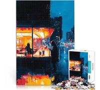 puzzle 1000 pezzi per adulti Expressionist Urban Night Café - Paesaggio urbano cinematografico 8Bold Gioco pratico decorazione murale 52x38cm