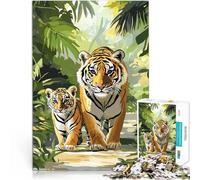 puzzle 1000 pezzi per adulti Famiglia di tigri nella giungla Giocattolo educativo antistress perché è ideale come regalo per tutta la famiglia 75x50cm