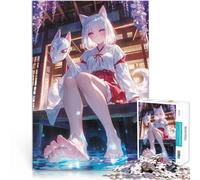 puzzle 1000 pezzi per adulti Fanciulla del Santuario Mascherata di Volpe Assemblaggio del modello con poster abbinato e foglio di quiz 52x38cm