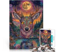 Puzzle 1000 pezzi per adulti “Fantasia di colori cervo” Fatto di carta，Adatto a partire dai 14 anni Vacanze a casa: ammazzare il tempo Offerti come regali per tutta la famiglia。misurare：26x38cm