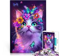 Puzzle 1000 pezzi per adulti farfalla e gatto Fatto di legno,Adatto a partire dai 14 anni Giocattoli educativi per l'apprendimento Giochi per famiglie Regali di Babbo Natale segreto。