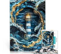 puzzle 1000 pezzi per adulti Faro nella tempesta Kintsugi Art Allena il tuo cervello e le tue mani Migliorare l'amore tra le coppie 38x26cm