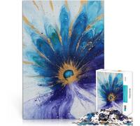 puzzle 1000 pezzi per adulti Fiore astratto blu e oro Antistress Vacanza in patria Uccidere il tempo Lista dei desideri con Babbo Natale 75x50cm