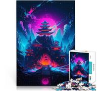 puzzle 1000 pezzi per adulti Fiore di ciliegio Giappone Neon Sfida di gioco educativo giocattolo con poster abbinato e foglio di quiz 38x26cm