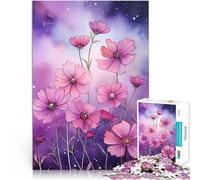 puzzle 1000 pezzi per adulti Fiori rosa di Cosmos nella galassia Gioco impegnativo e gioco in famiglia Migliorare l'amore tra le coppie 75x50cm