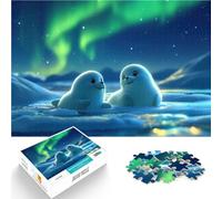 puzzle 1000 pezzi per adulti Foche carine sotto l'aurora boreale Giocattolo educativo antistress offerte come regali per tutta la famiglia 52x38cm